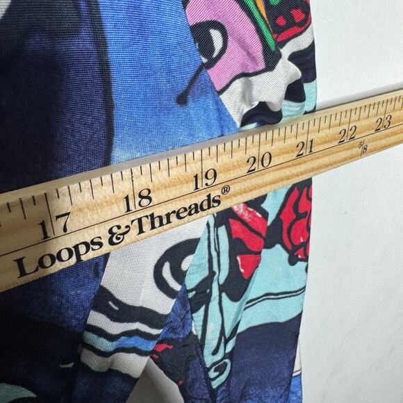 Boston Proper Multicolor‎ Fish Nautical Print Wrap Top Long Sleeve V-Neck Medium - Picture 6 of 7